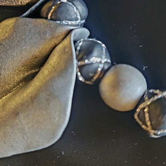 Elegant Hand Made Statement Leather Clay Bead 22" Necklace - Picture 3 of 5